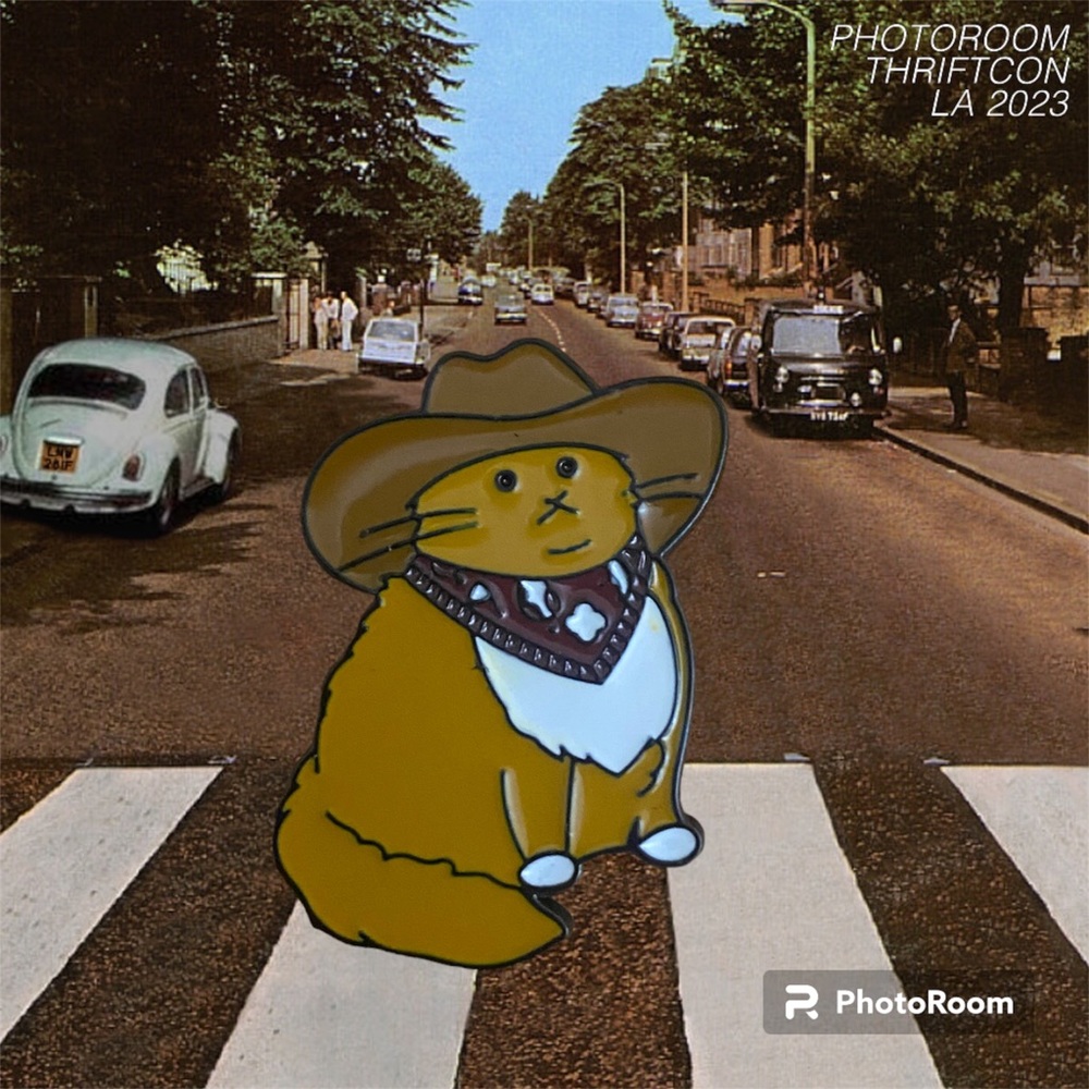 Fat cowboy cat enamel pin